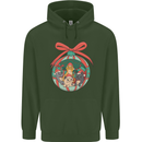 Funny Christmas Cats Bauble Childrens Kids Hoodie Forest Green