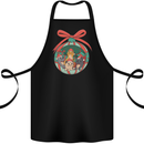 Funny Christmas Cats Bauble Cotton Apron 100% Organic Black