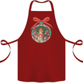Funny Christmas Cats Bauble Cotton Apron 100% Organic Maroon