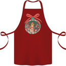 Funny Christmas Cats Bauble Cotton Apron 100% Organic Maroon