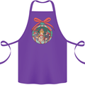 Funny Christmas Cats Bauble Cotton Apron 100% Organic Purple