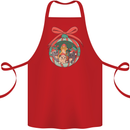 Funny Christmas Cats Bauble Cotton Apron 100% Organic Red
