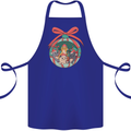 Funny Christmas Cats Bauble Cotton Apron 100% Organic Royal Blue