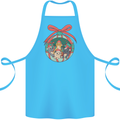 Funny Christmas Cats Bauble Cotton Apron 100% Organic Turquoise