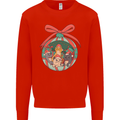 Funny Christmas Cats Bauble Kids Sweatshirt Jumper Bright Red