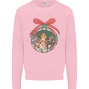 Funny Christmas Cats Bauble Kids Sweatshirt Jumper Light Pink
