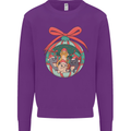 Funny Christmas Cats Bauble Kids Sweatshirt Jumper Purple