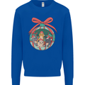 Funny Christmas Cats Bauble Kids Sweatshirt Jumper Royal Blue