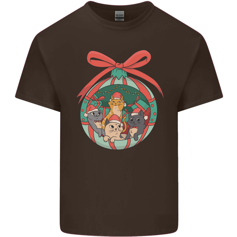 Funny Christmas Cats Bauble Kids T-Shirt Childrens Chocolate