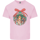 Funny Christmas Cats Bauble Kids T-Shirt Childrens Light Pink