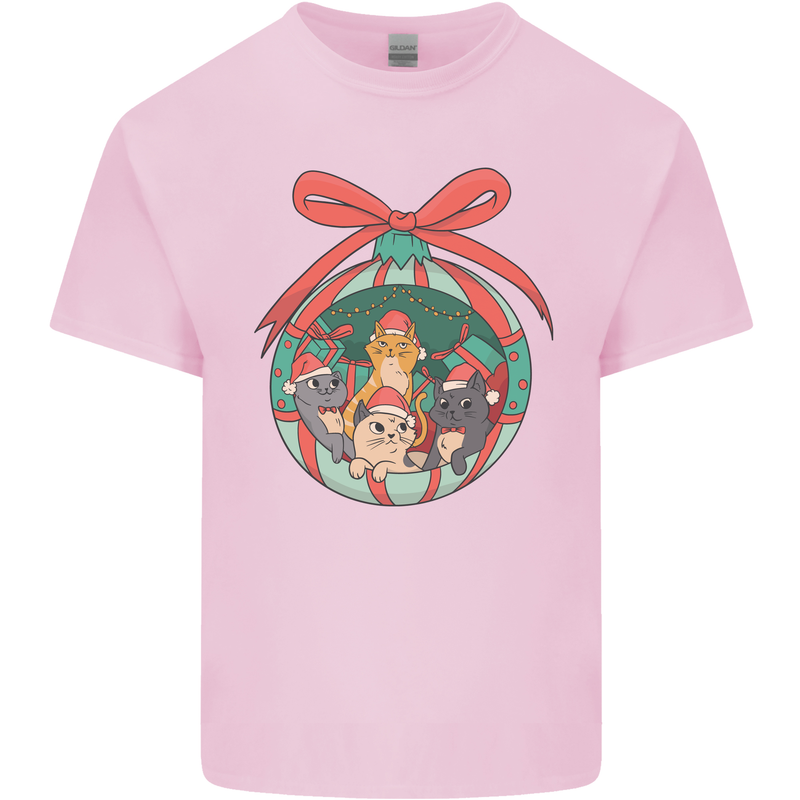 Funny Christmas Cats Bauble Kids T-Shirt Childrens Light Pink