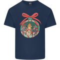 Funny Christmas Cats Bauble Kids T-Shirt Childrens Navy Blue