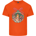 Funny Christmas Cats Bauble Kids T-Shirt Childrens Orange