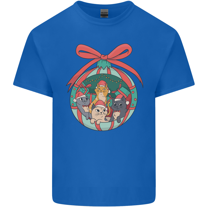 Funny Christmas Cats Bauble Kids T-Shirt Childrens Royal Blue