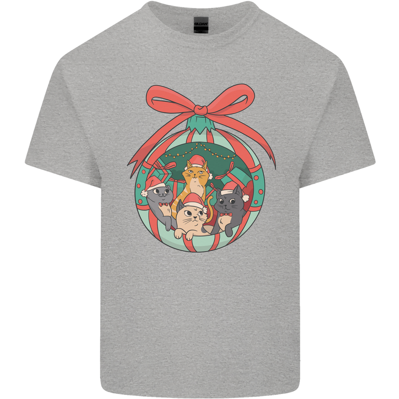 Funny Christmas Cats Bauble Kids T-Shirt Childrens Sports Grey