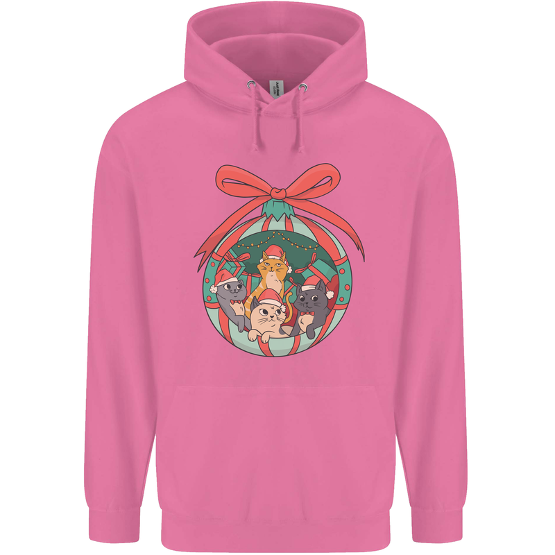 Funny Christmas Cats Bauble Mens 80% Cotton Hoodie Azelea