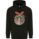 Funny Christmas Cats Bauble Mens 80% Cotton Hoodie Black