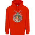 Funny Christmas Cats Bauble Mens 80% Cotton Hoodie Bright Red