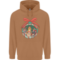 Funny Christmas Cats Bauble Mens 80% Cotton Hoodie Caramel Latte