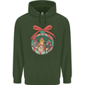 Funny Christmas Cats Bauble Mens 80% Cotton Hoodie Forest Green