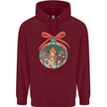 Funny Christmas Cats Bauble Mens 80% Cotton Hoodie Maroon