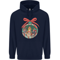 Funny Christmas Cats Bauble Mens 80% Cotton Hoodie Navy Blue