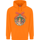 Funny Christmas Cats Bauble Mens 80% Cotton Hoodie Orange