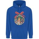 Funny Christmas Cats Bauble Mens 80% Cotton Hoodie Royal Blue