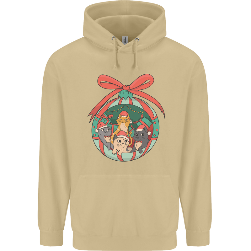 Funny Christmas Cats Bauble Mens 80% Cotton Hoodie Sand