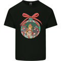 Funny Christmas Cats Bauble Mens Cotton T-Shirt Tee Top Black