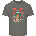 Funny Christmas Cats Bauble Mens Cotton T-Shirt Tee Top Charcoal