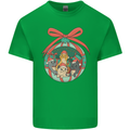 Funny Christmas Cats Bauble Mens Cotton T-Shirt Tee Top Irish Green