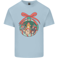 Funny Christmas Cats Bauble Mens Cotton T-Shirt Tee Top Light Blue