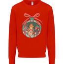 Funny Christmas Cats Bauble Mens Sweatshirt Jumper Bright Red