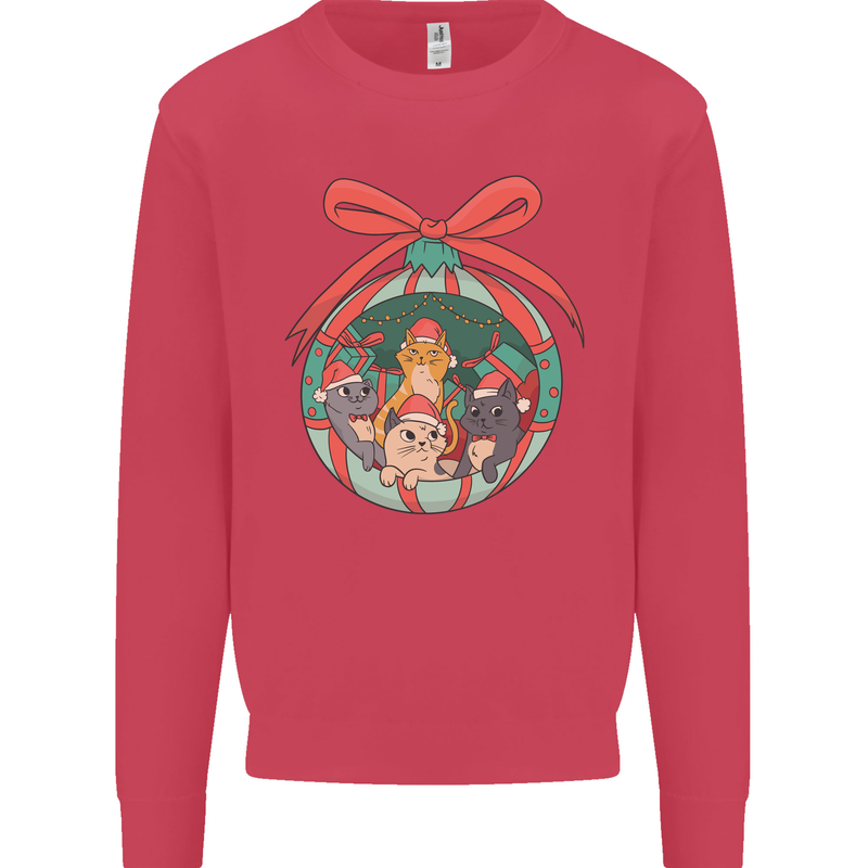 Funny Christmas Cats Bauble Mens Sweatshirt Jumper Heliconia
