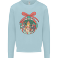 Funny Christmas Cats Bauble Mens Sweatshirt Jumper Light Blue
