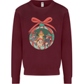 Funny Christmas Cats Bauble Mens Sweatshirt Jumper Maroon