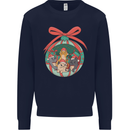 Funny Christmas Cats Bauble Mens Sweatshirt Jumper Navy Blue