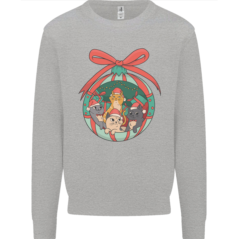 Funny Christmas Cats Bauble Mens Sweatshirt Jumper Sports Grey