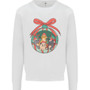 Funny Christmas Cats Bauble Mens Sweatshirt Jumper White