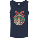Funny Christmas Cats Bauble Mens Vest Tank Top Navy Blue