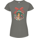 Funny Christmas Cats Bauble Womens Petite Cut T-Shirt Charcoal