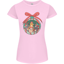 Funny Christmas Cats Bauble Womens Petite Cut T-Shirt Light Pink