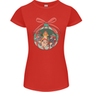 Funny Christmas Cats Bauble Womens Petite Cut T-Shirt Red