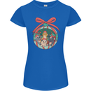 Funny Christmas Cats Bauble Womens Petite Cut T-Shirt Royal Blue