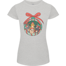 Funny Christmas Cats Bauble Womens Petite Cut T-Shirt Sports Grey