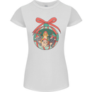 Funny Christmas Cats Bauble Womens Petite Cut T-Shirt White