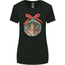 Funny Christmas Cats Bauble Womens Wider Cut T-Shirt Black