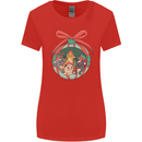 Funny Christmas Cats Bauble Womens Wider Cut T-Shirt Red