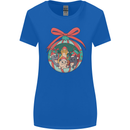 Funny Christmas Cats Bauble Womens Wider Cut T-Shirt Royal Blue